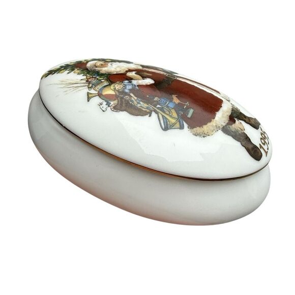 Vintage 1995 Reutter Santa Claus Porcelain Trinket Box Gold Rim Germany - Picture 5 of 14